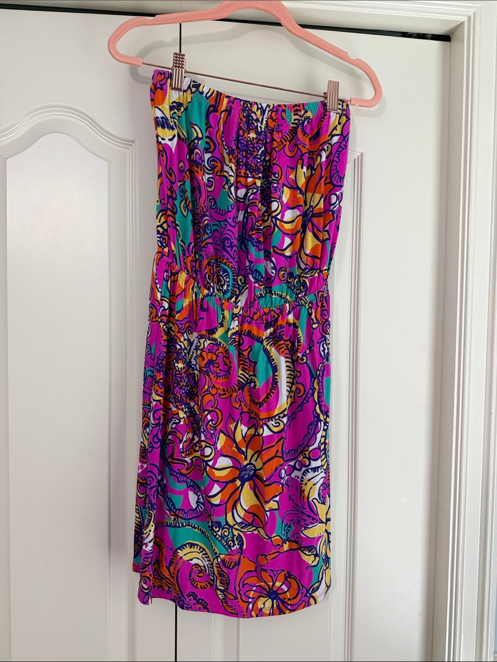 Vibrant Floral Strapless Summer Dress - Bright Multicolor